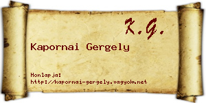 Kapornai Gergely névjegykártya